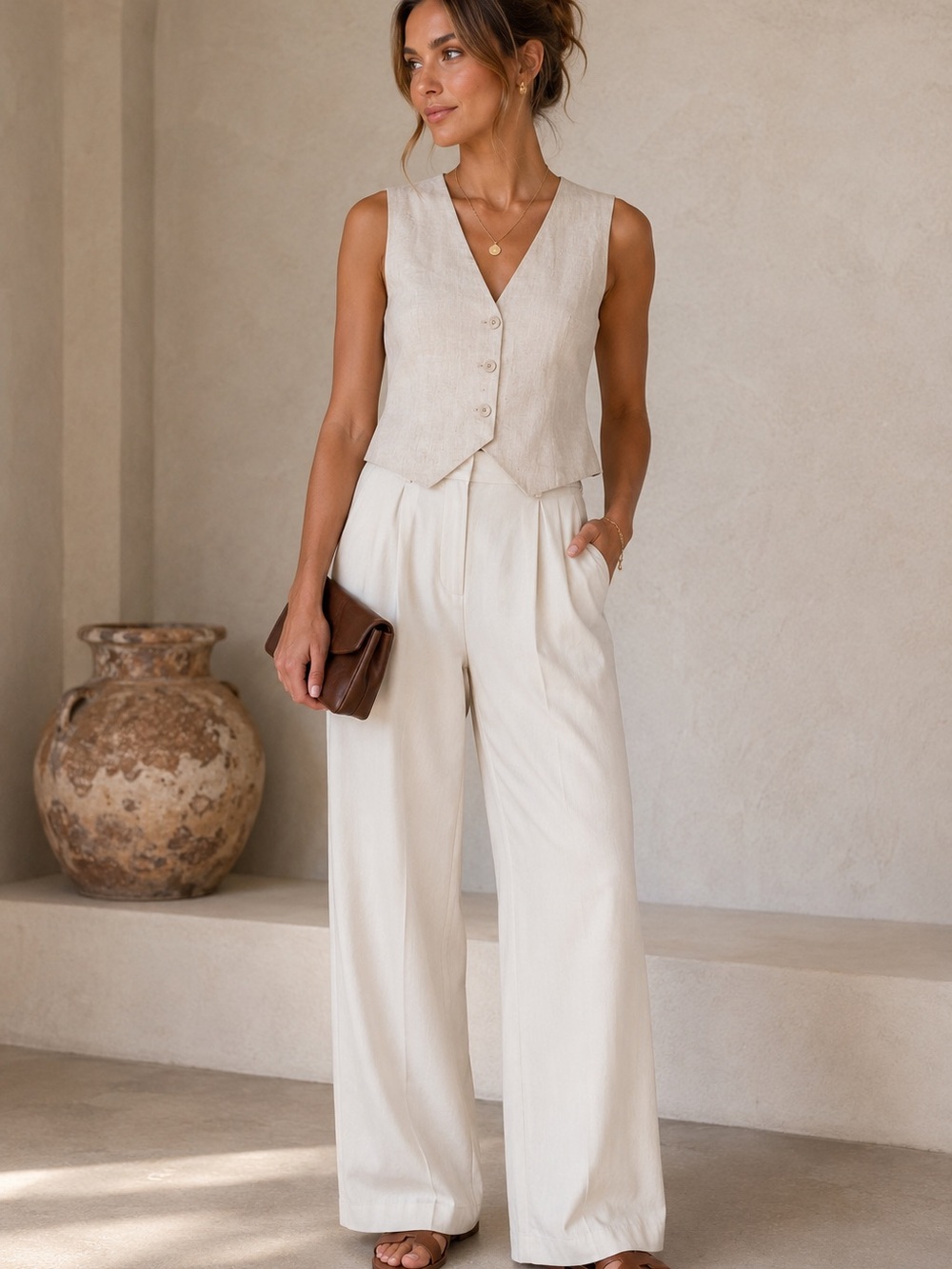 DISSH Banks Natural Linen Vest | NWT | US 4 / AU 8